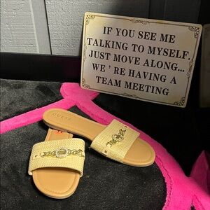 Guess Women's Gold Slide Sandals